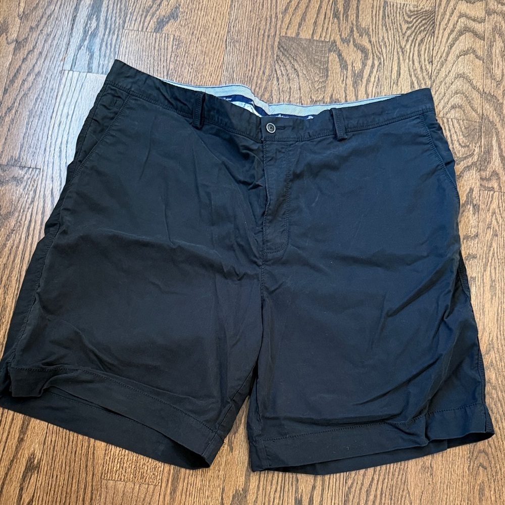 Tommy Bahama Black Flat Front Cotton Shorts